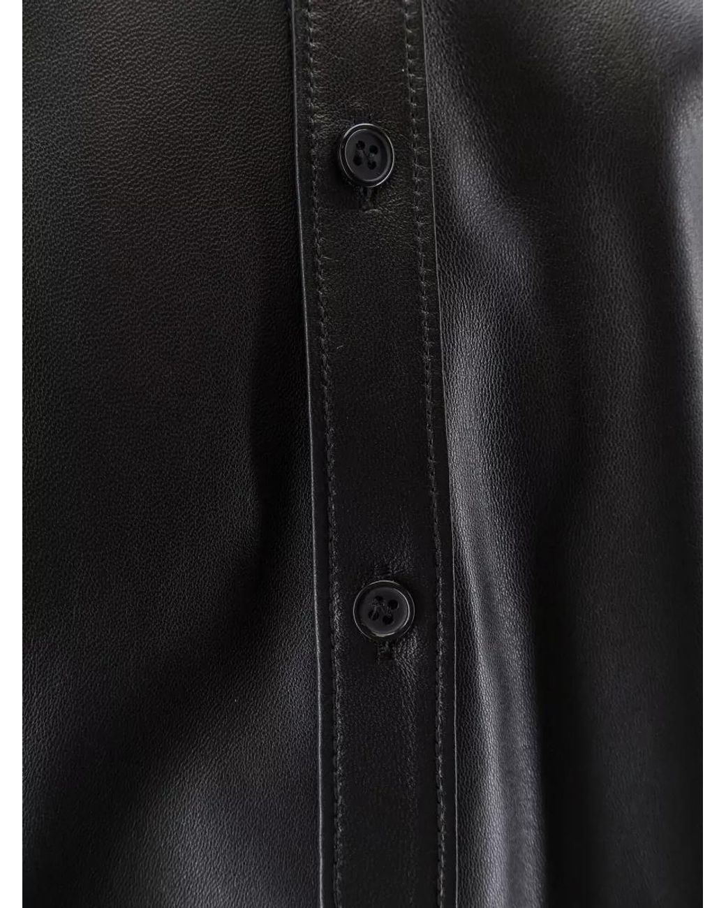 Dolce & Gabbana Black Leather Button-Up Shirt Jacket for men