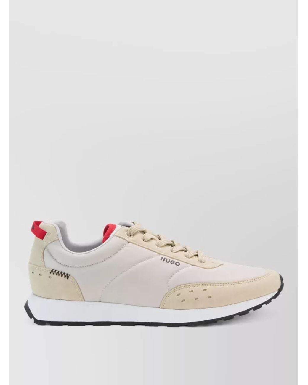 Boss White Polyester Lace-Up Sneakers for men