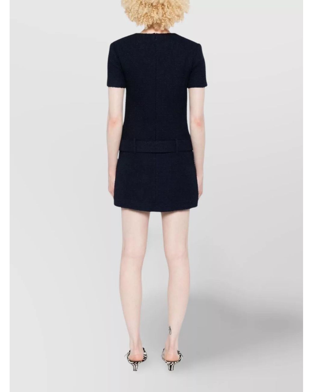 Self-Portrait Blue Bouclé Belted Mini Dress