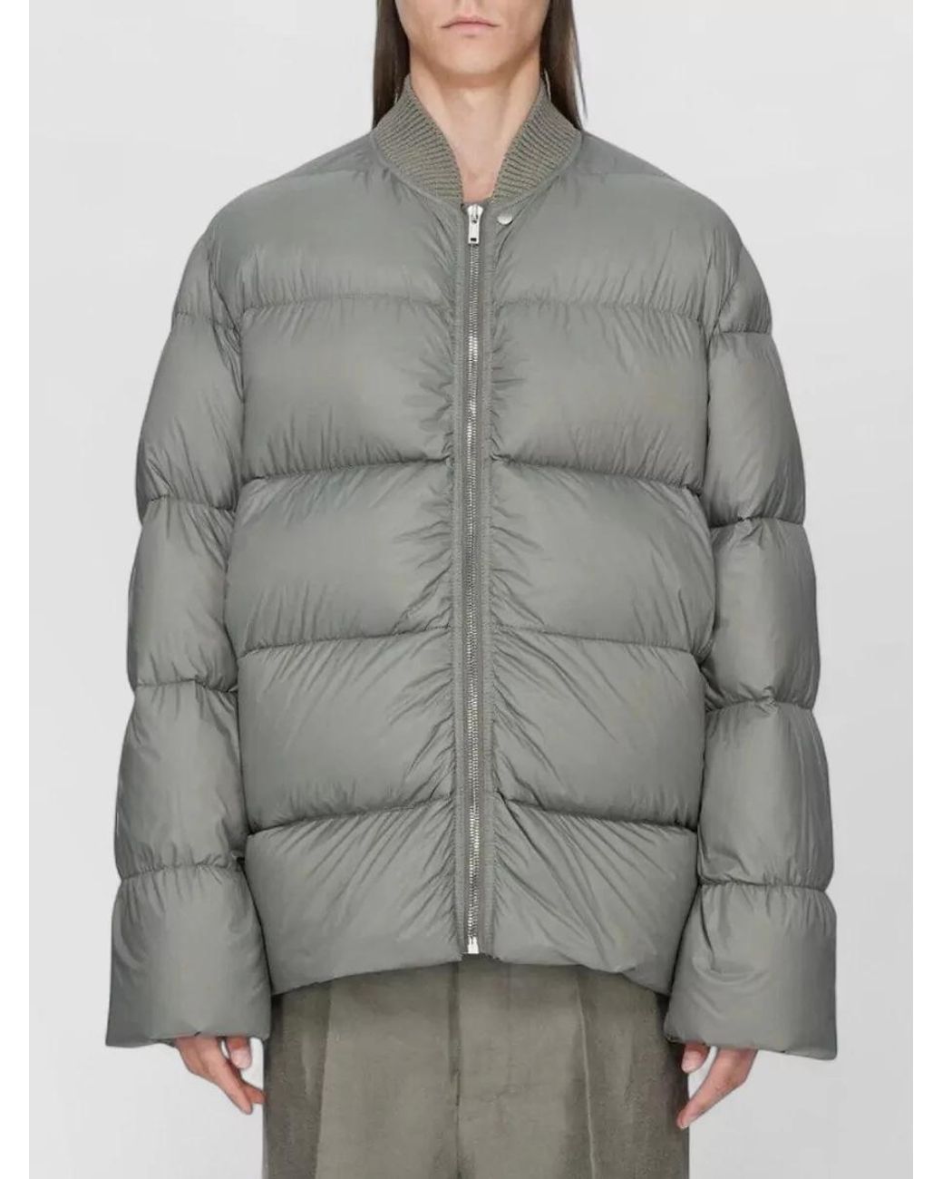 Rick Owens Gray Padded Ribbed-Collar Puffer Jacket for men