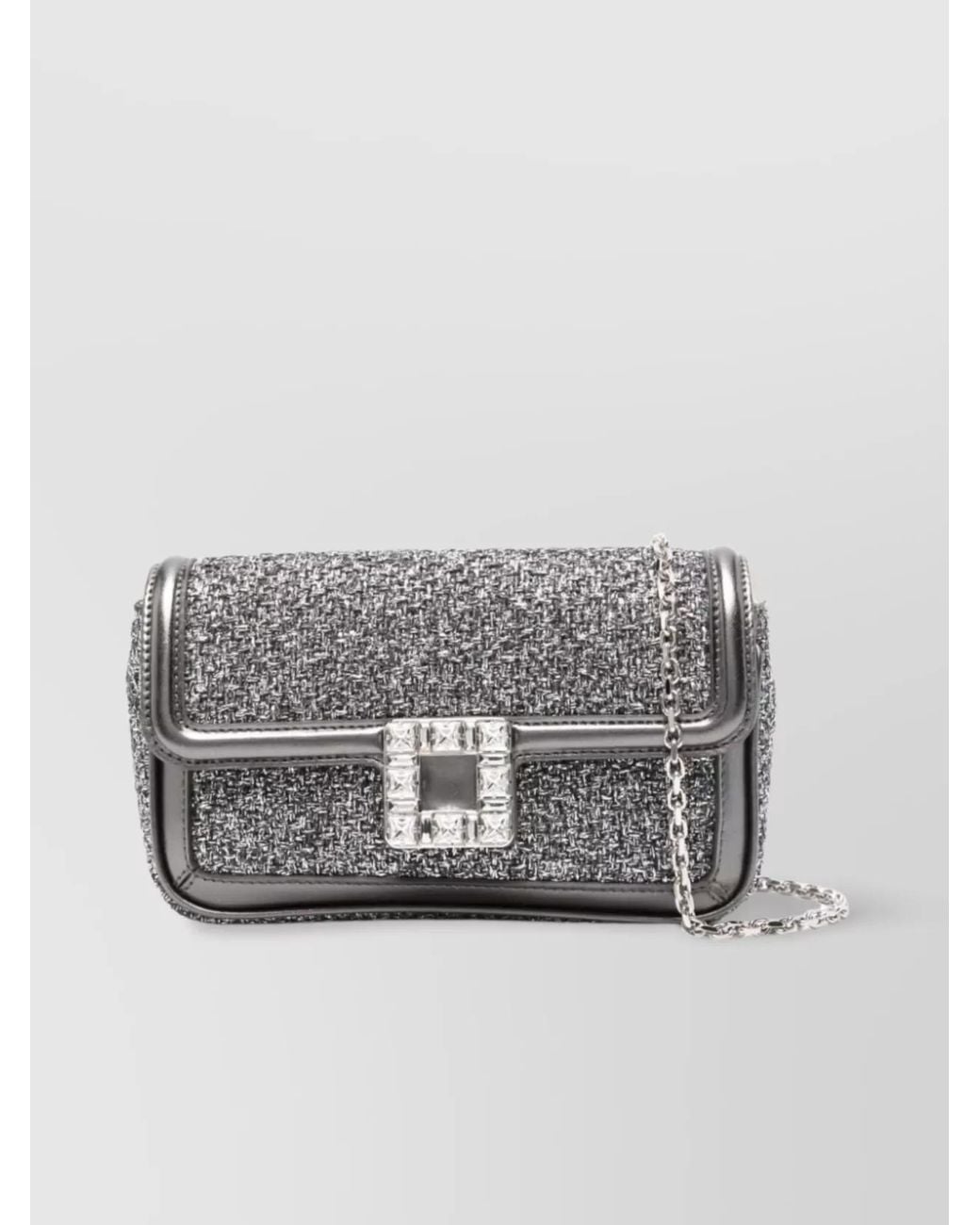 Roger Vivier Gray Leather Crystal-Embellished Shoulder Bag