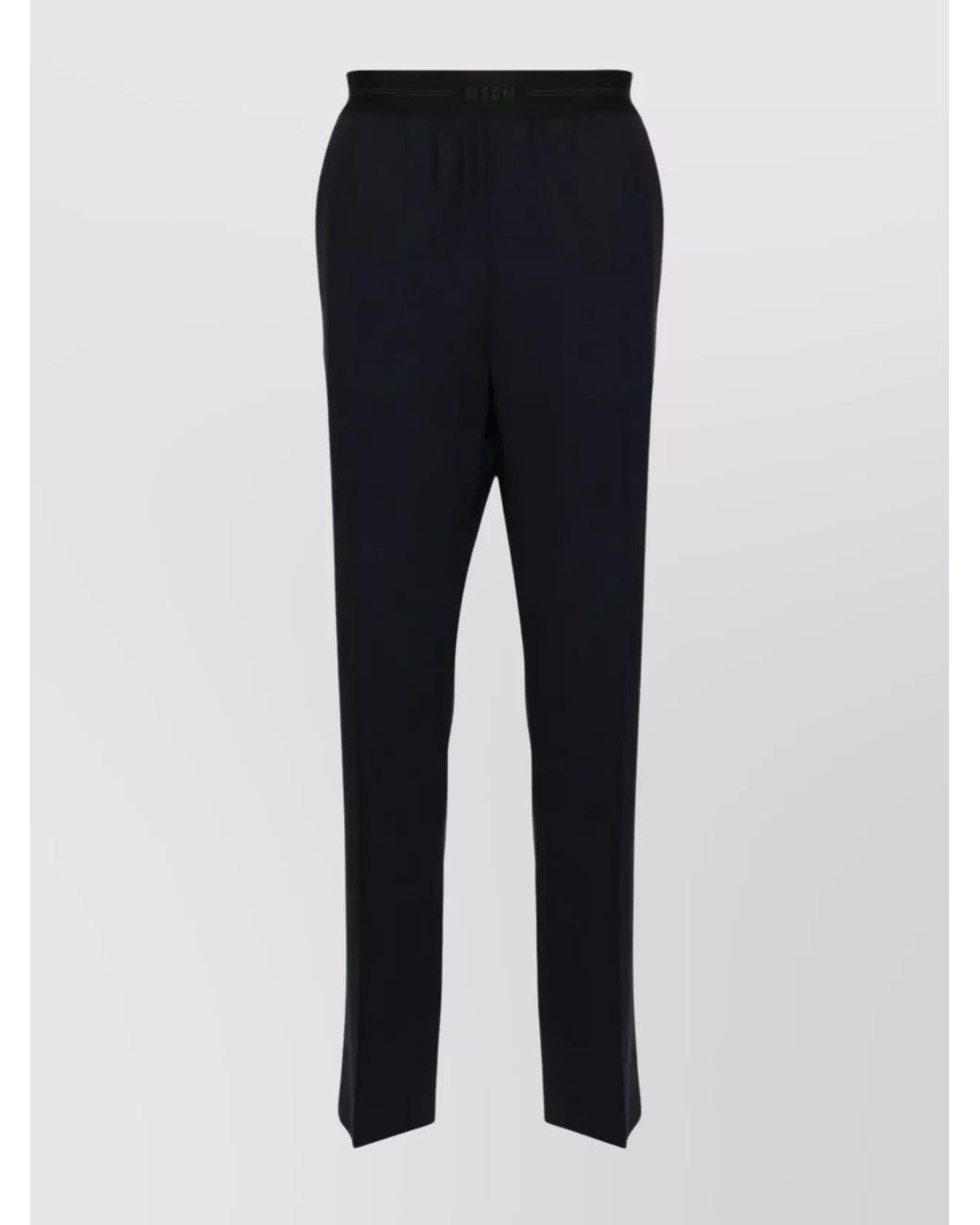 MSGM Blue Virgin Wool Straight-Leg Trousers for men