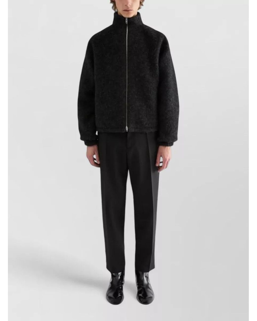 Jil Sander Black Fleece Zip Up Sweatshirt for men