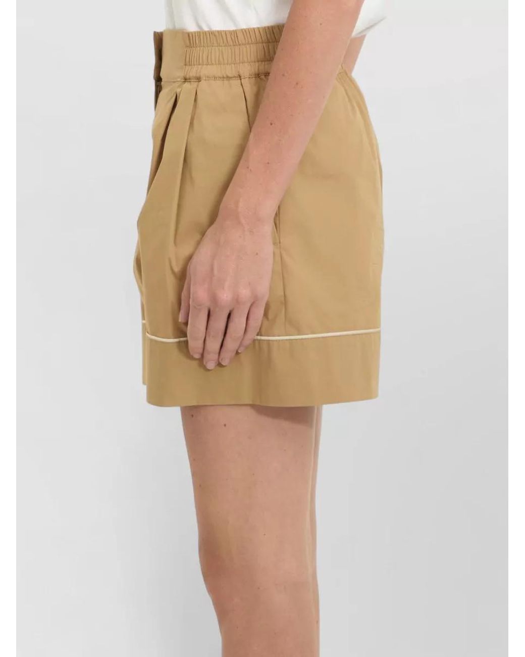 Moncler Natural Cotton-Blend Cropped Shorts