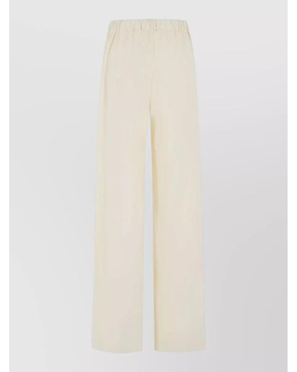 Max Mara White Virgin Wool Wide-Leg Trousers