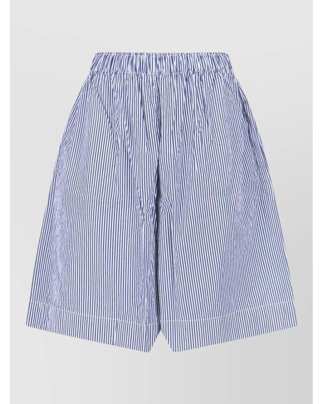 Daniela Gregis Blue Straight Shorts Side Pockets Striped Pattern