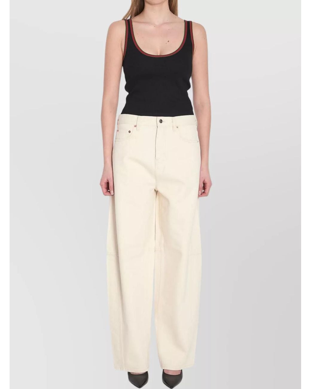 Gucci Natural Cotton High-Rise Wide-Leg Jeans