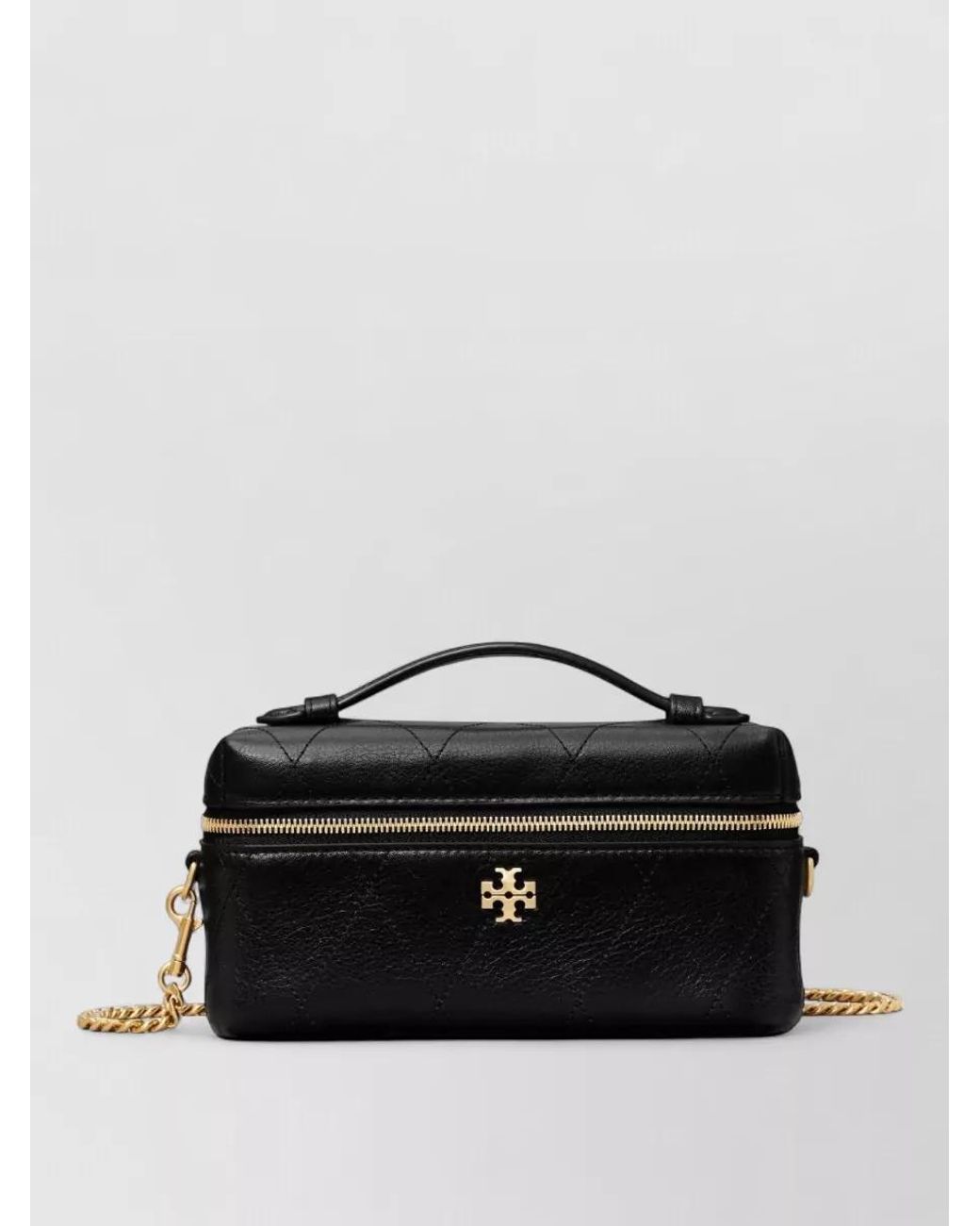 Tory Burch Black Camera Mini Leather Quilted Vanity Case