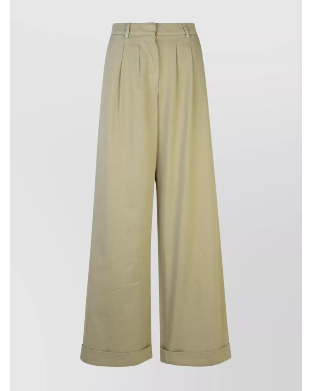 Palm Angels Natural Cotton Wide-Leg Trousers