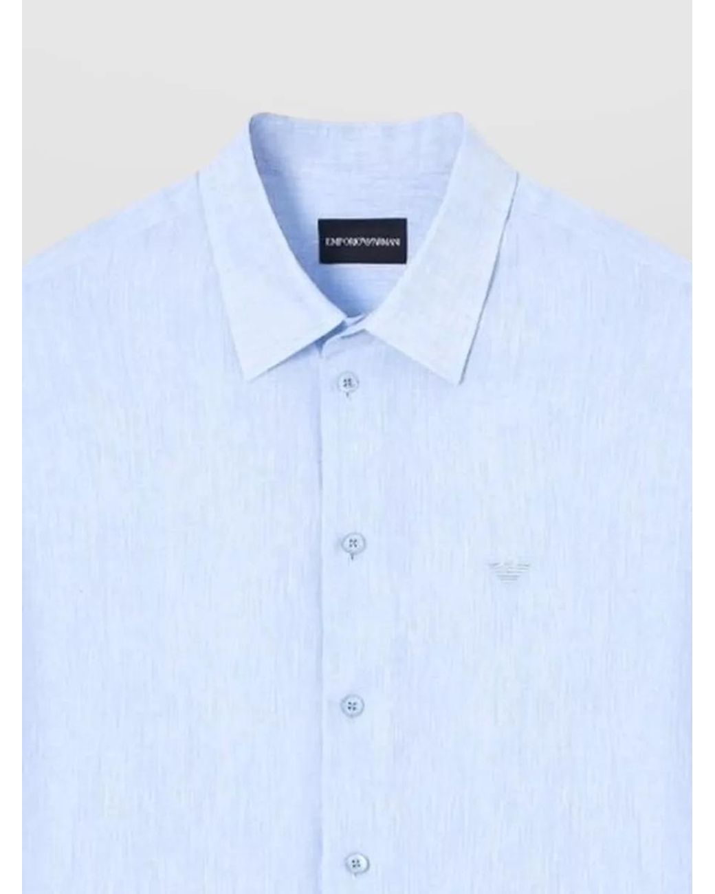 Emporio Armani Blue Cotton Long-Sleeve Shirt for men