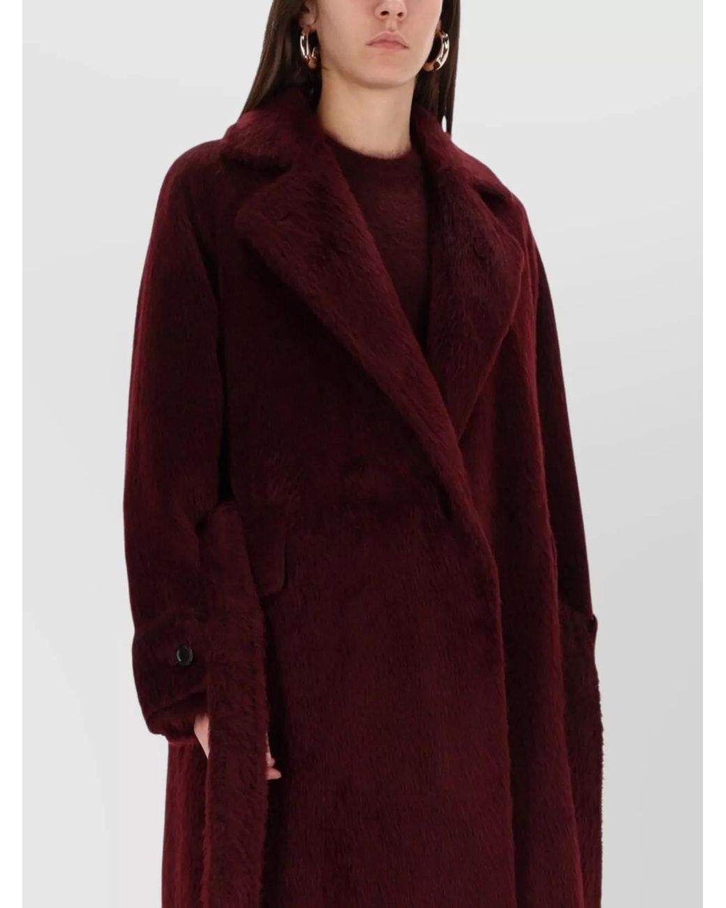 Max Mara Red Alpaca Virgin Wool Coat
