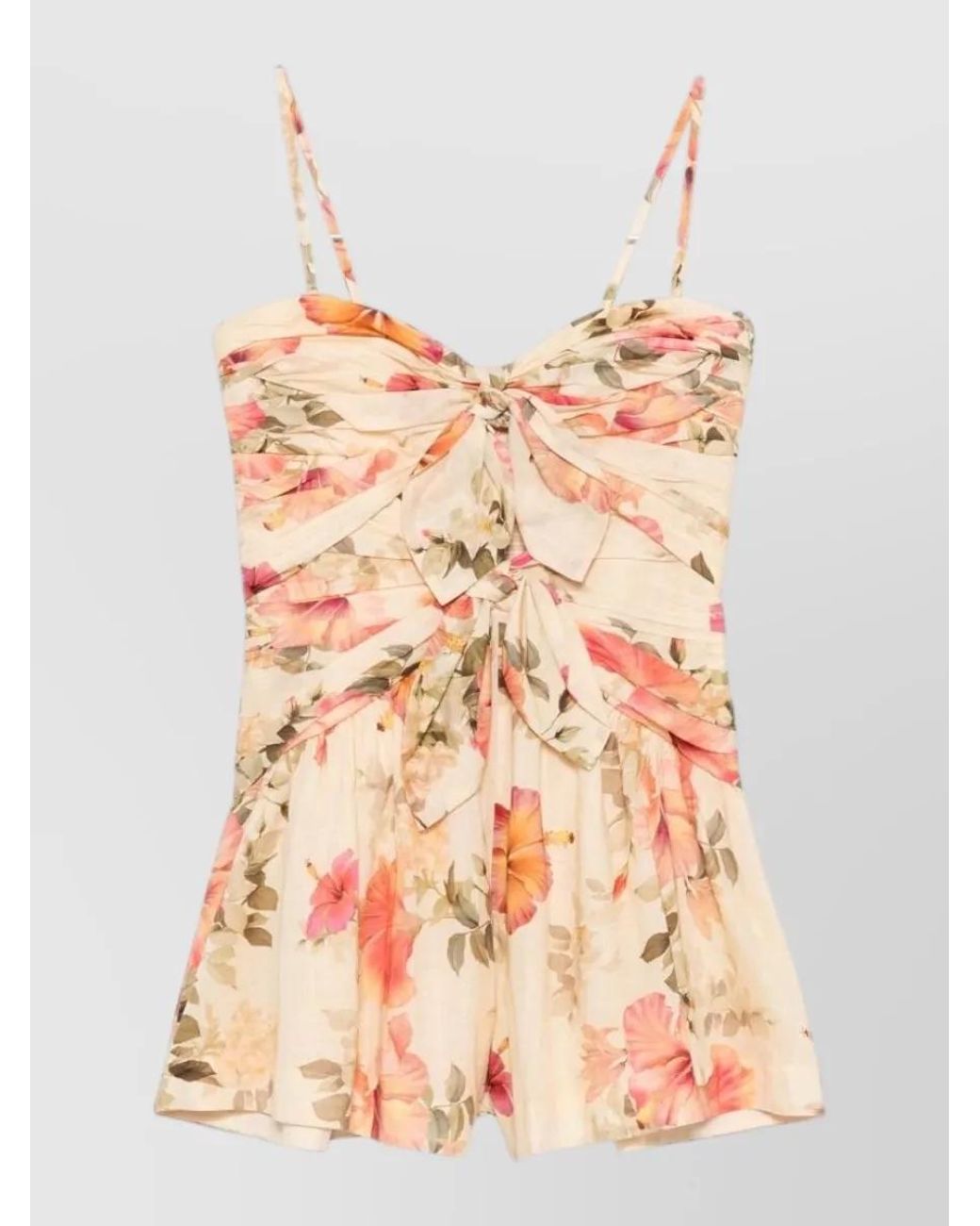 Zimmermann Pink Cotton Floral-Print Strapless Playsuit