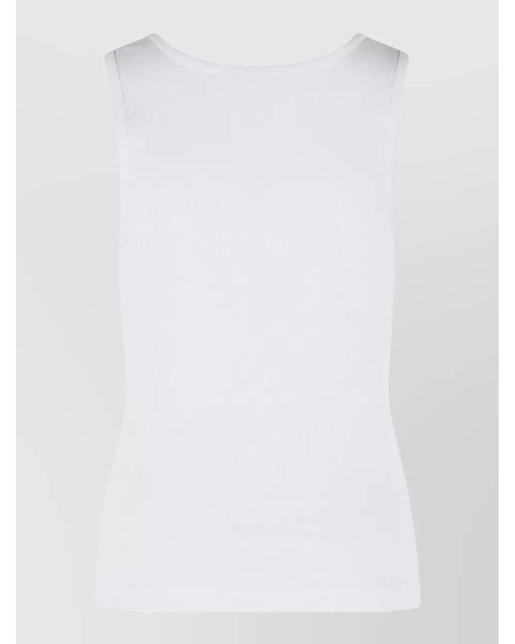 Dolce & Gabbana White Ribbed Cotton Sleeveless Tank Top
