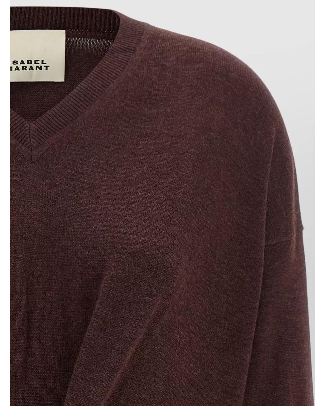 Isabel Marant Brown Viscose Wool V-Neck Long-Sleeve Sweater