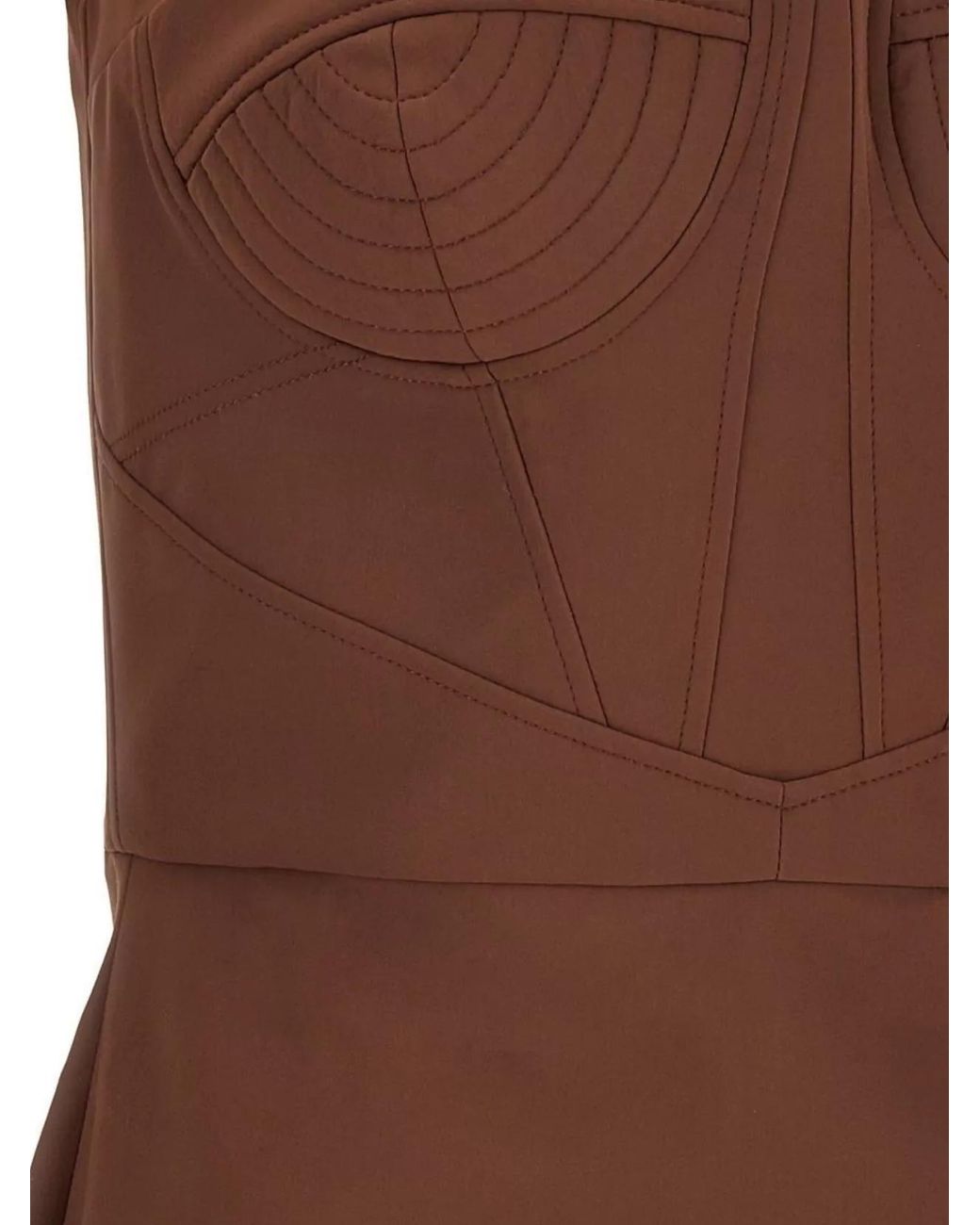 Nensi Dojaka Brown Asymmetric Cutout Mini Dress
