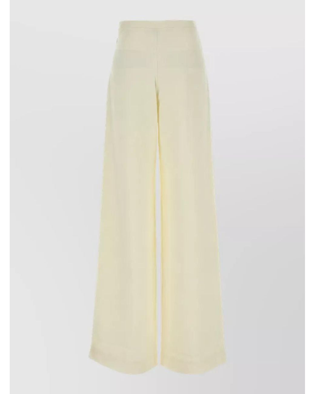 Taller Marmo White Crepe Wide-Leg Trousers