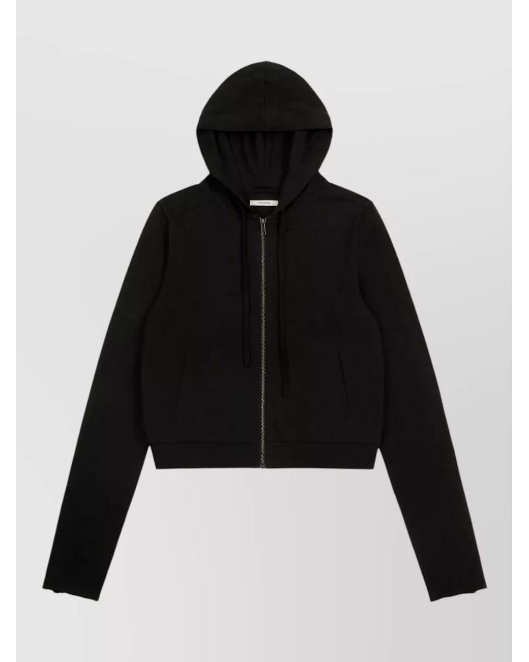 Entire studios Black Cotton Cropped Zip-Up Hoodie