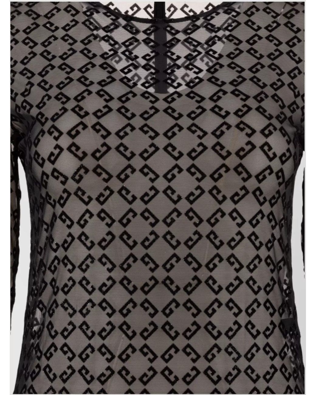 Givenchy Black Monogram Tulle Long-Sleeve Bodysuit