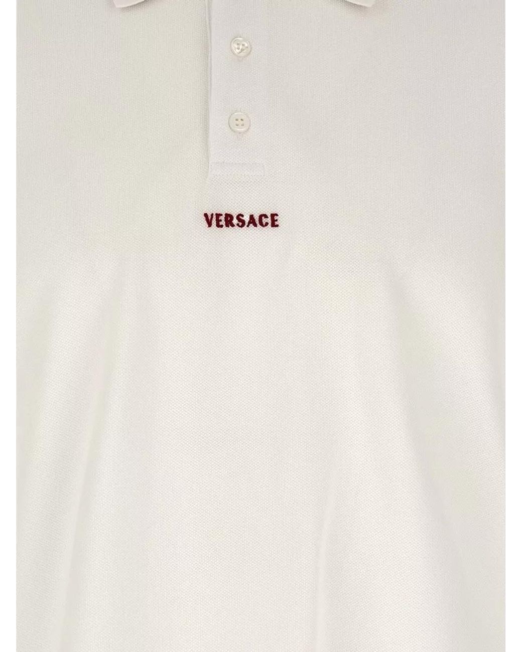 Versace White Cotton Short-Sleeve Polo Shirt for men