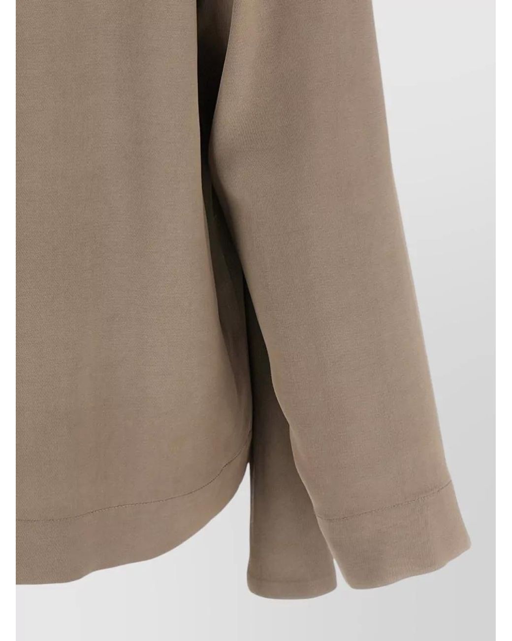 Nude Brown Draped Asymmetric Long-Sleeve Blouse