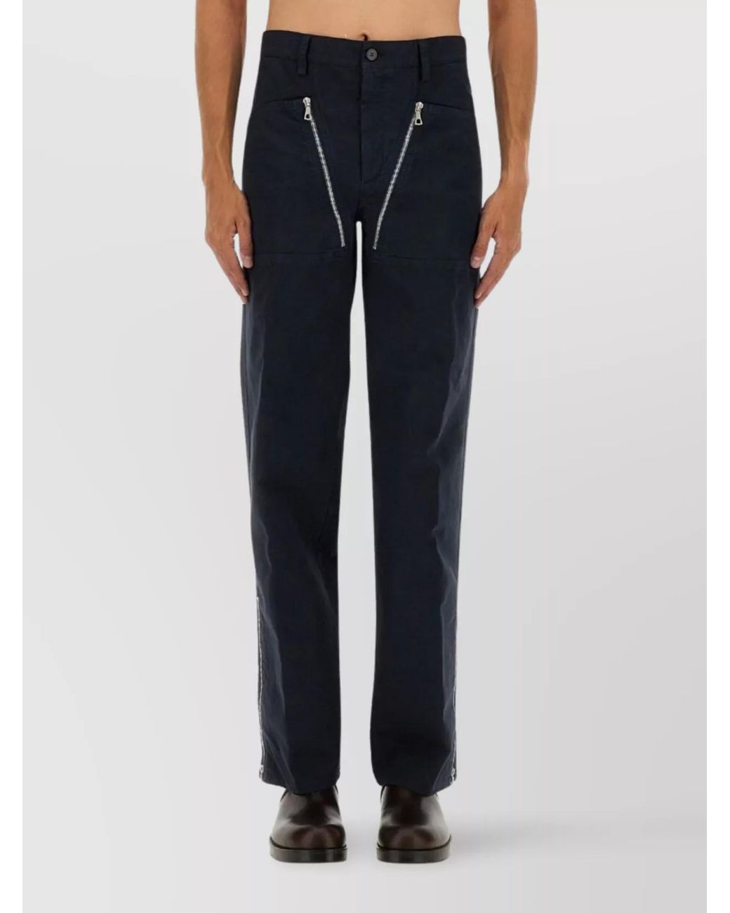 Dries Van Noten Gray Cotton Straight-Leg Trousers for men