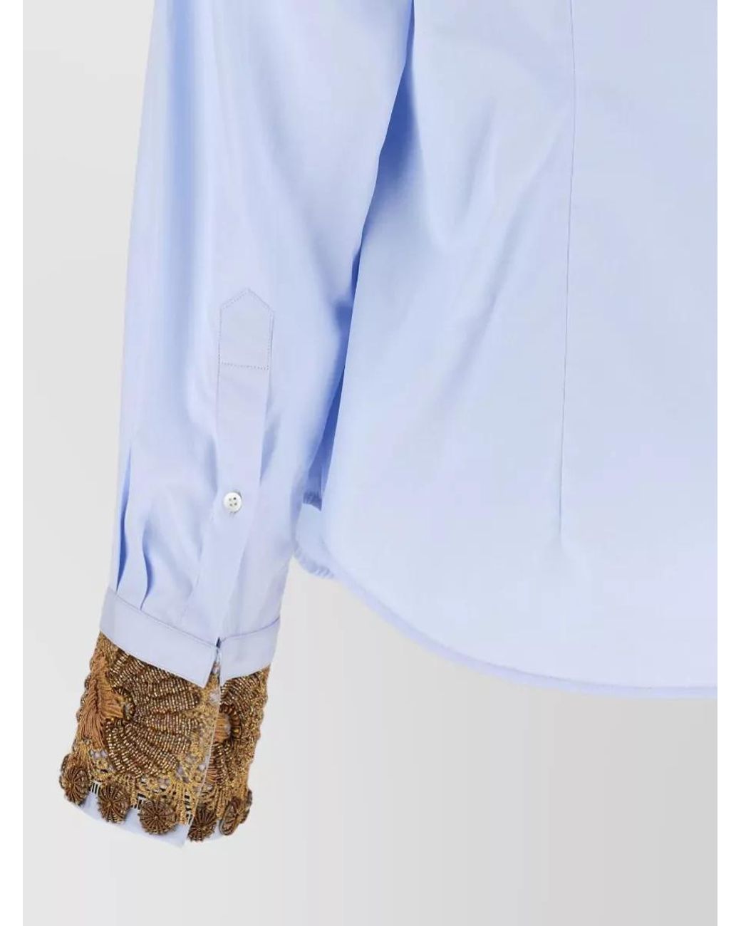 Dries Van Noten Blue Cotton Embellished Shirt