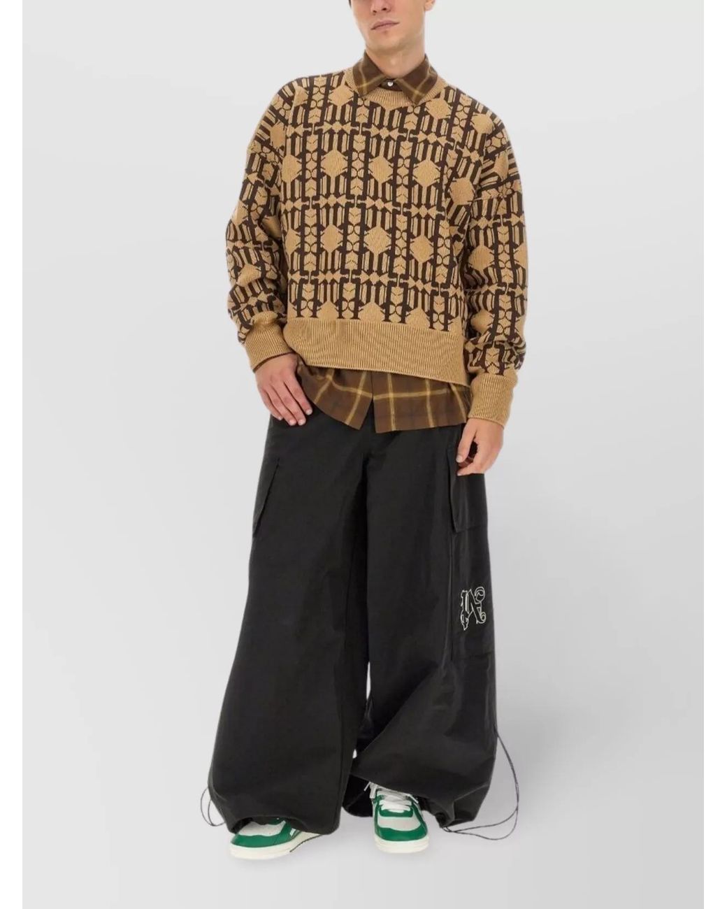 Palm Angels Natural Jacquard Regular-Fit Jumper for men
