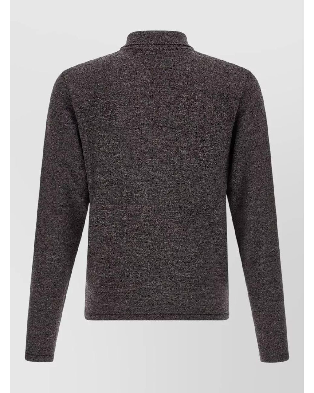 Lemaire Gray Wool Long-Sleeve Knitted Polo Sweater for men