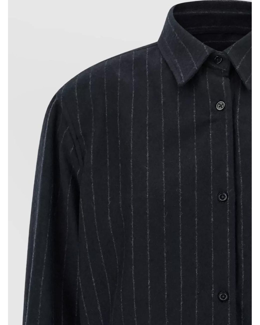 Thelatest Blue Pinstripe Shirt Jacket