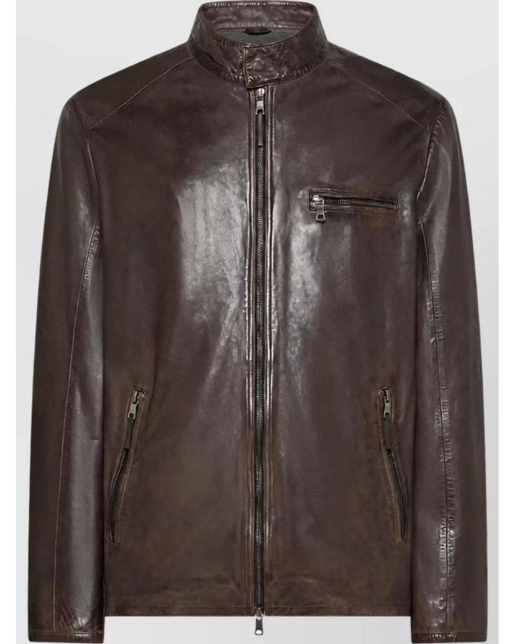 SEVENTY VENEZIA Brown Leather Jacket for men