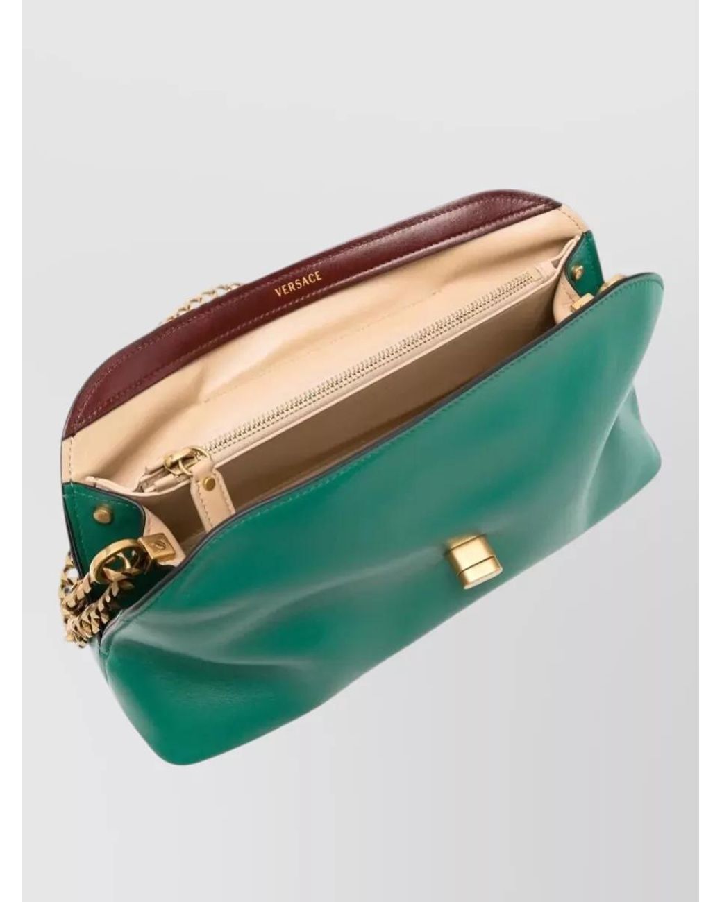 Versace Green Na Lamb Leather Clutch Bag