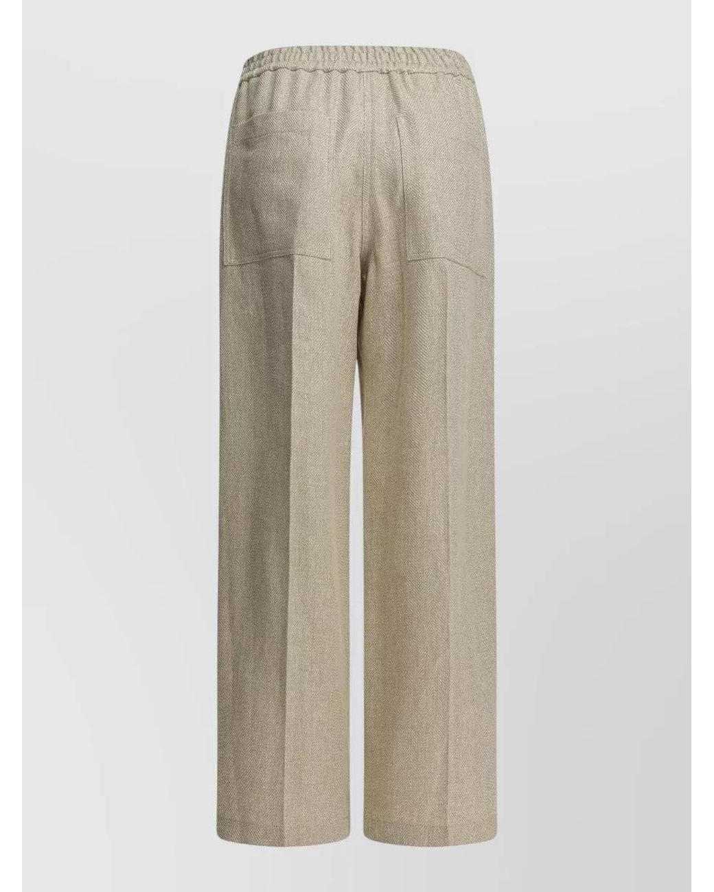 Brunello Cucinelli Natural Linen Blend Wide-Leg Trousers