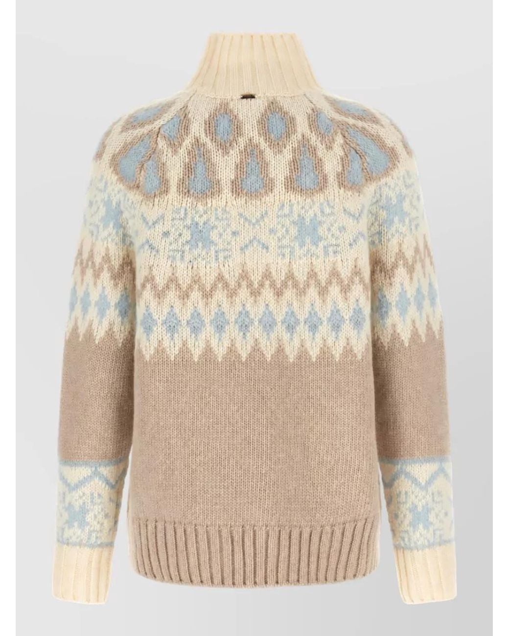Herno Natural Cashmere Wool Jacquard Knit High-Neck Jumper