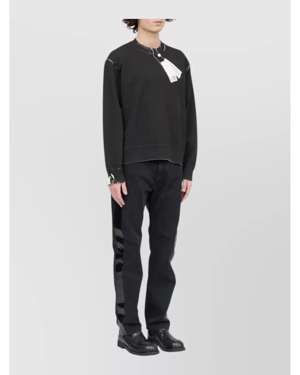 MM6 by Maison Margiela Black Two-Tone Cotton Crew-Neck Sweatshirt for men