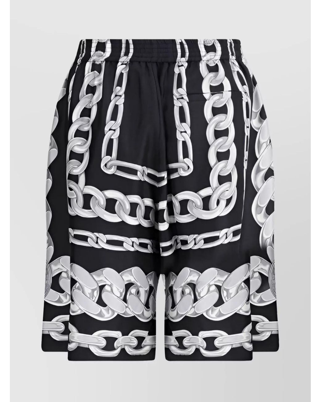 Versace Black Silk Printed Knee-Length Bermuda Shorts for men
