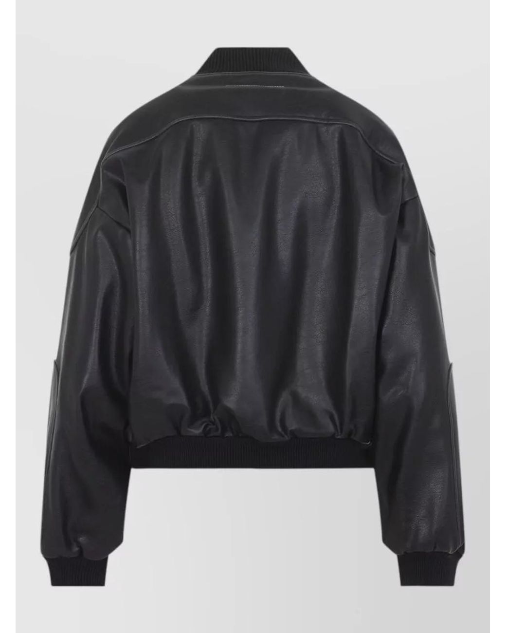 MM6 by Maison Margiela Black Faux Leather Cropped Oversized Bomber Jacket