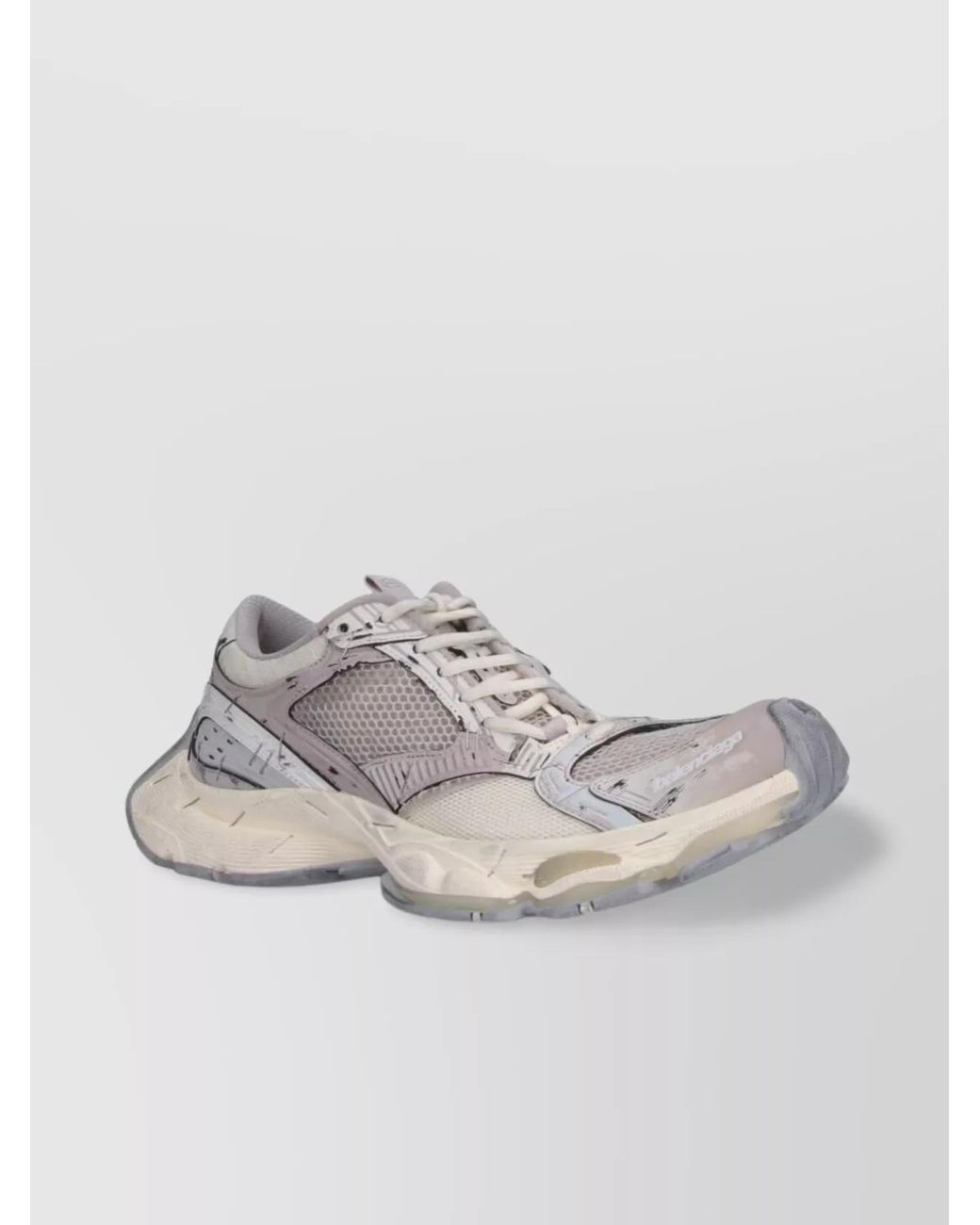 Balenciaga Gray Round Toe Mesh Panels Textured Sole Sneakers for men