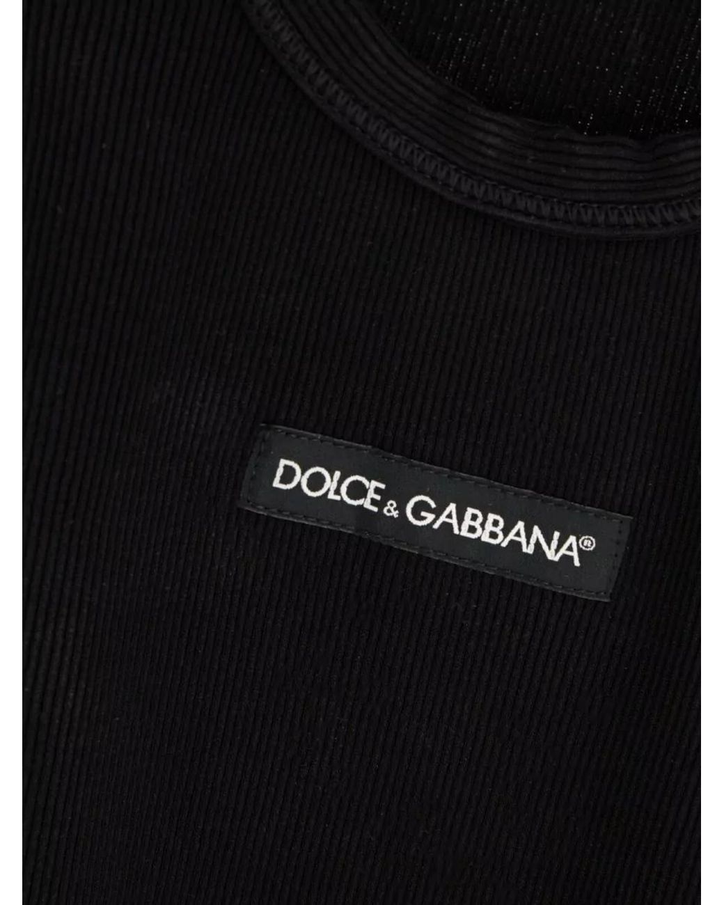 Dolce & Gabbana Black Cotton Printed Tank Top for men