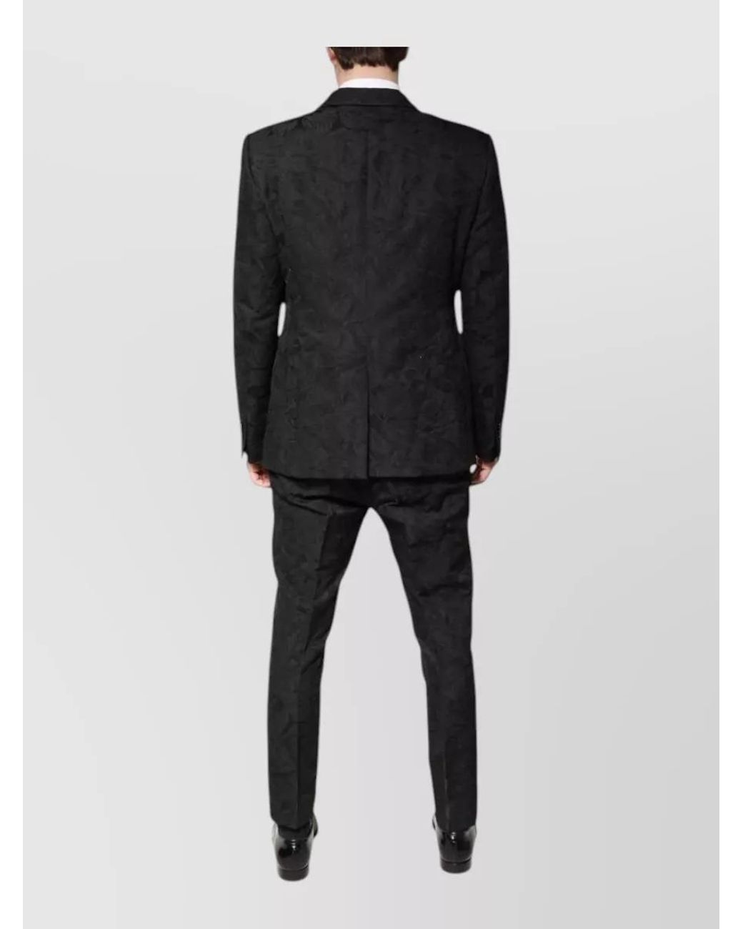 Dolce & Gabbana Black Floral-Jacquard Single-Breasted Suit for men