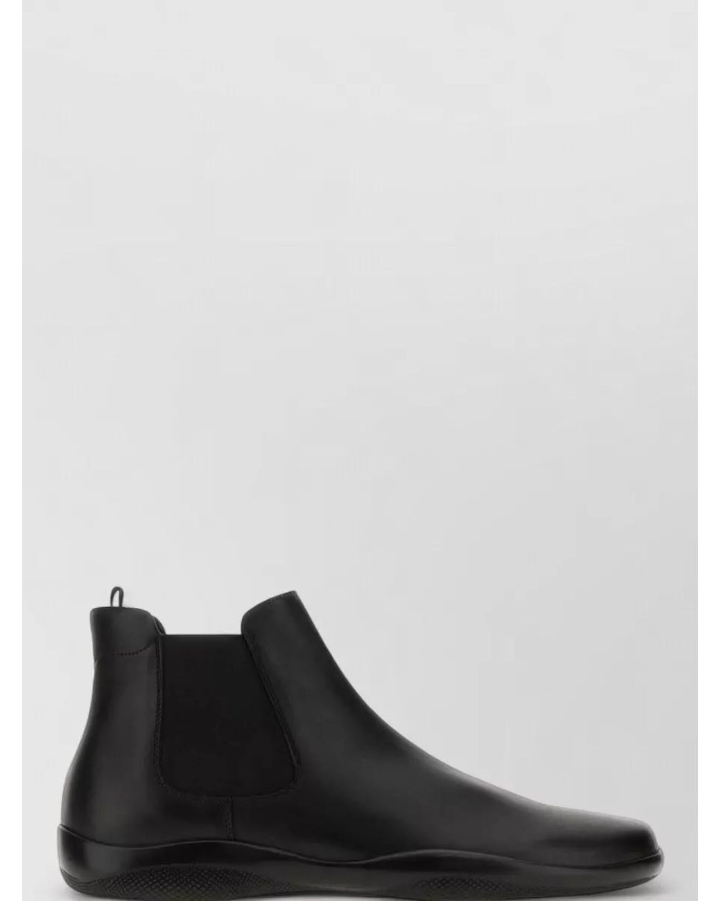 Prada Black Leather Ankle Boots for men