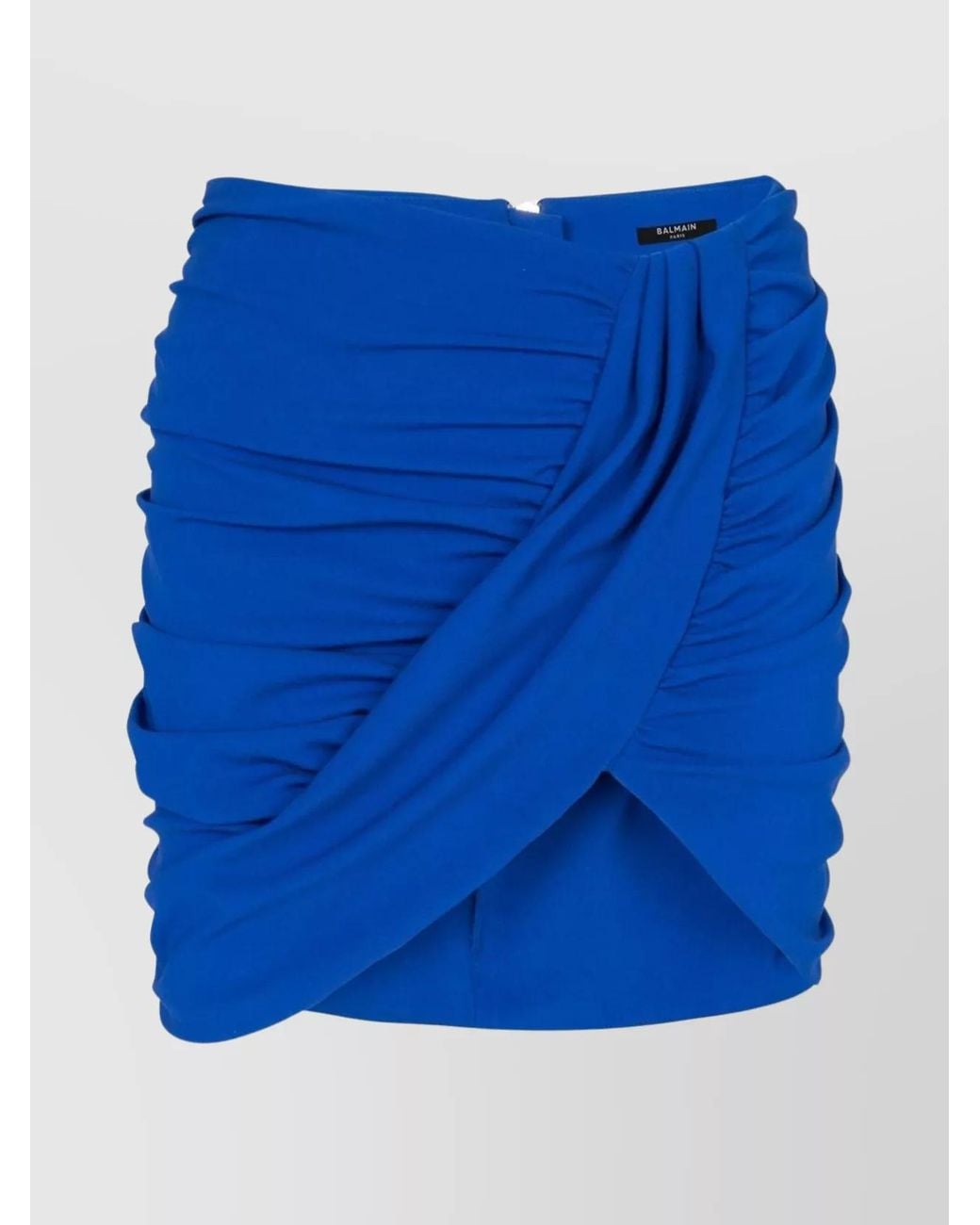 Balmain Blue Draped Stretch Mini Skirt