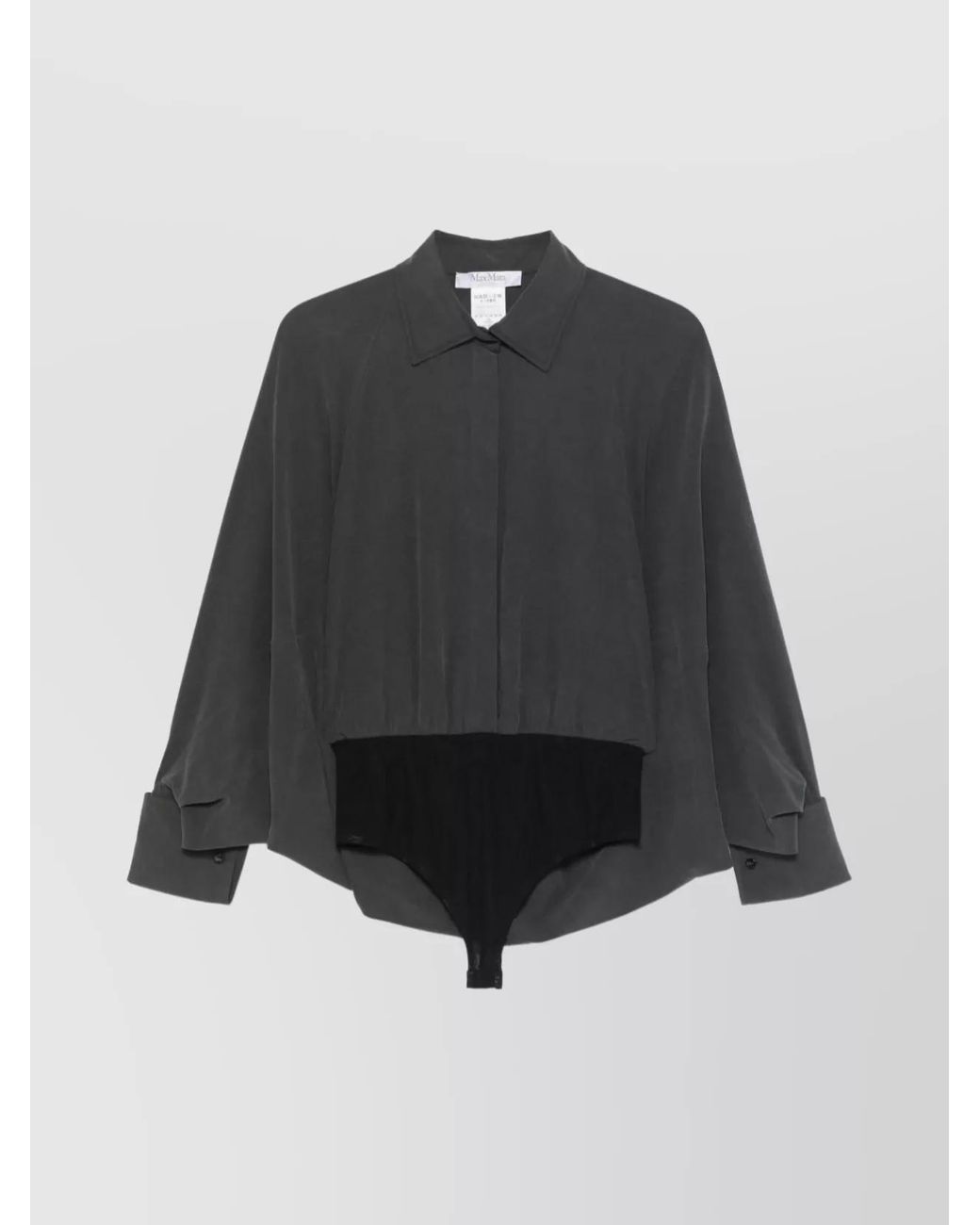 Max Mara Black Silk Batwing Bodysuit