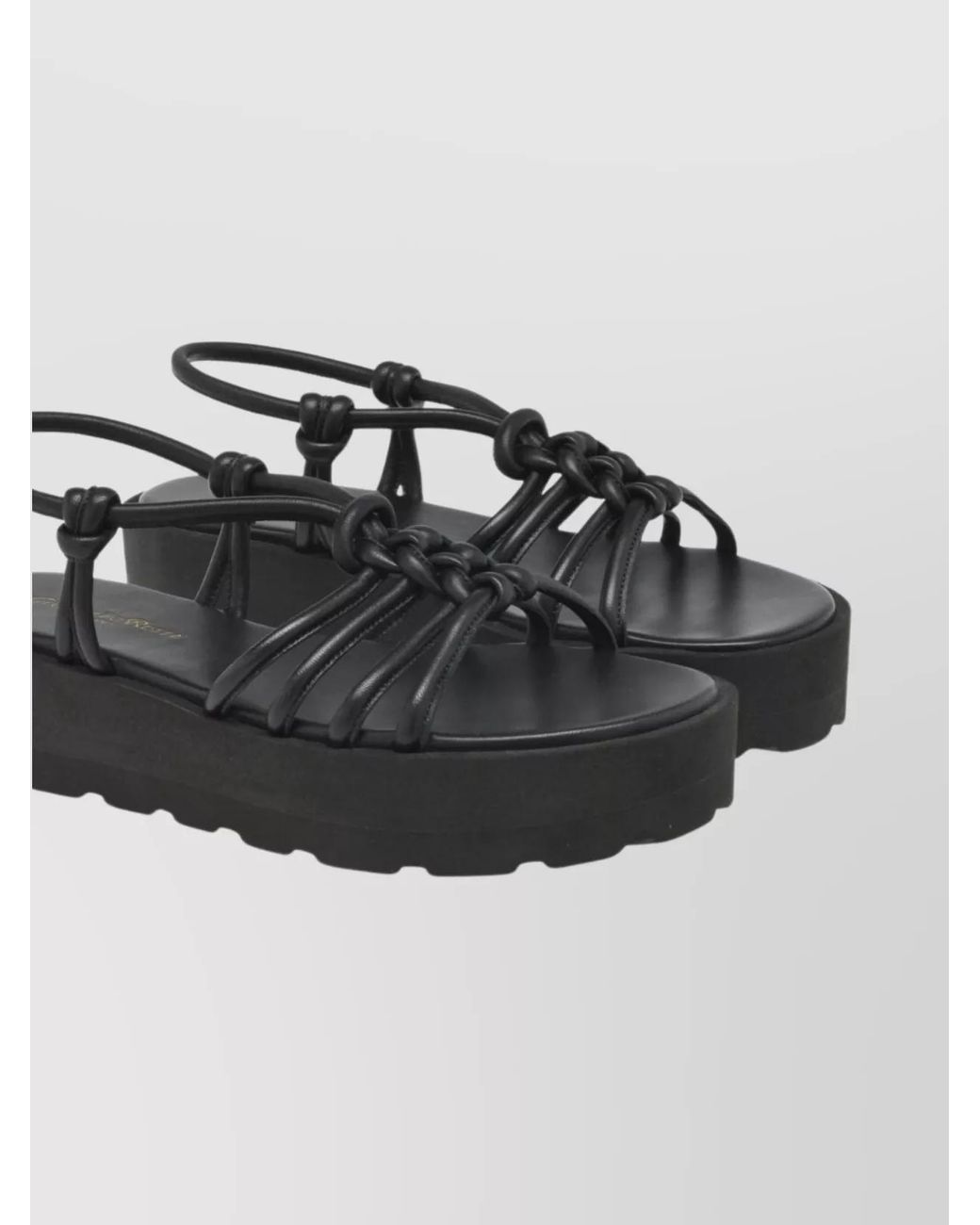 Gianvito Rossi Black Leather Knot-Detail Flatform Sandals