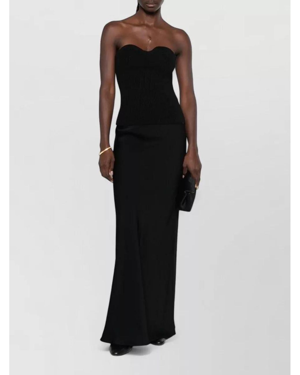 Fabiana Filippi Black High-Waisted Satin Maxi Skirt