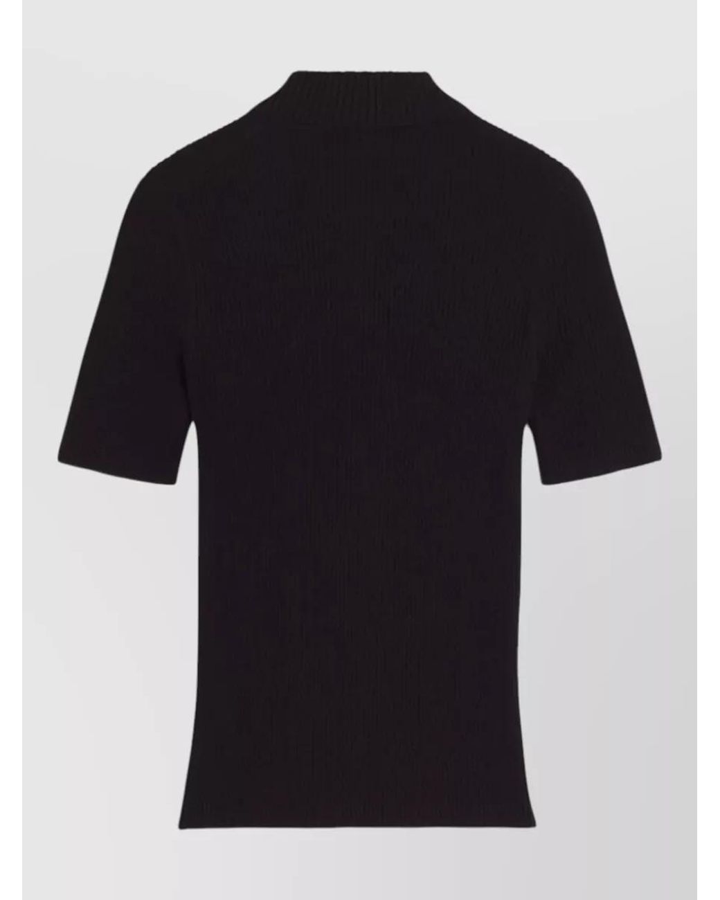 Maison Kitsuné Black Fine-Knit Logo-Embroidered Polo Top