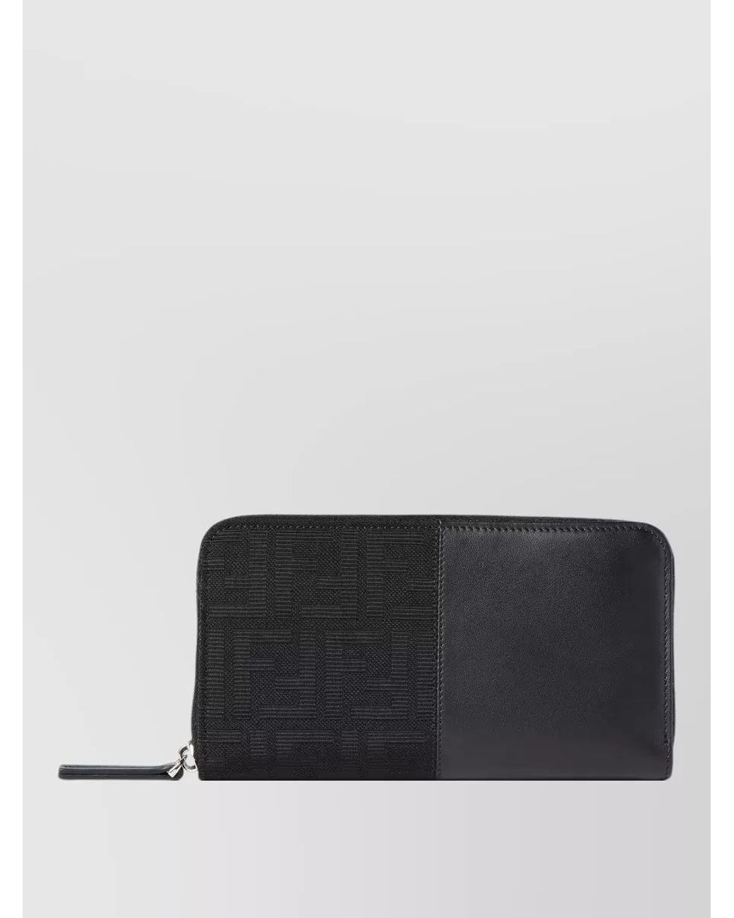 Fendi Black Leather Zip Around Wallet for men