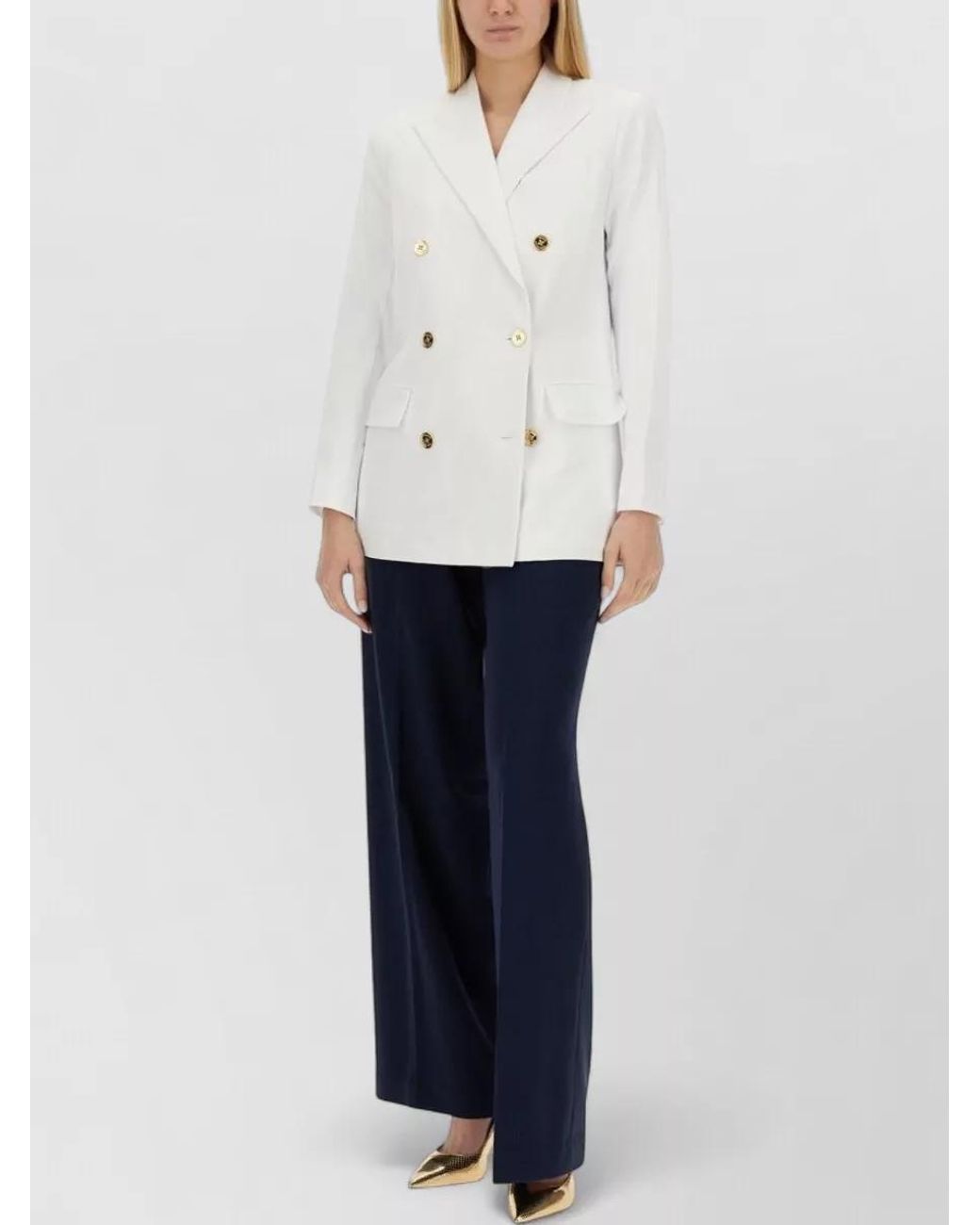 Michael Kors White Double-Breasted Suit Jacket