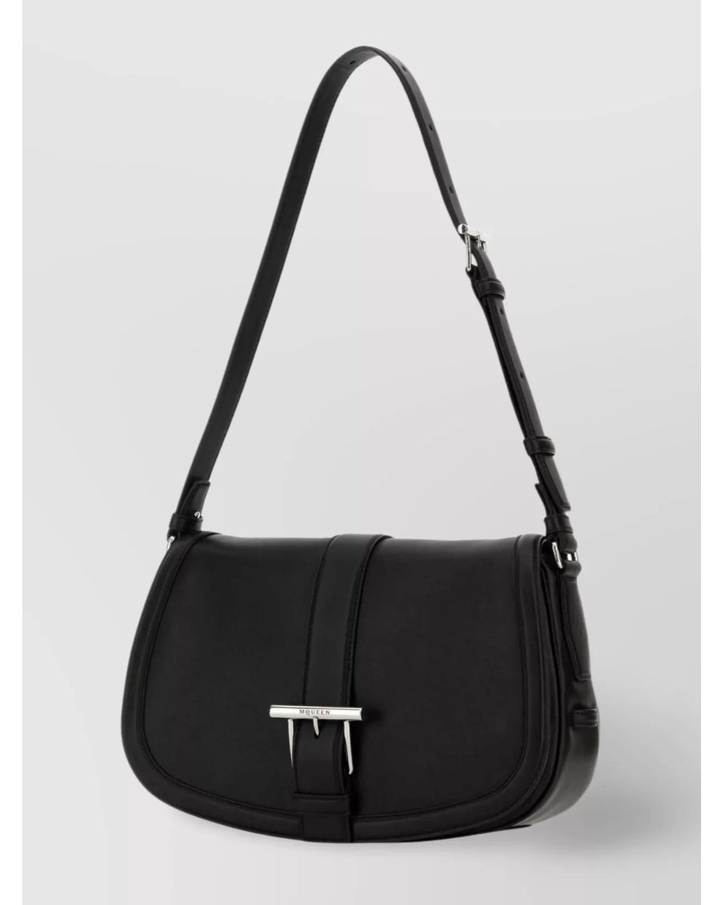 McQueen Black Large Leather Shoulder Bag