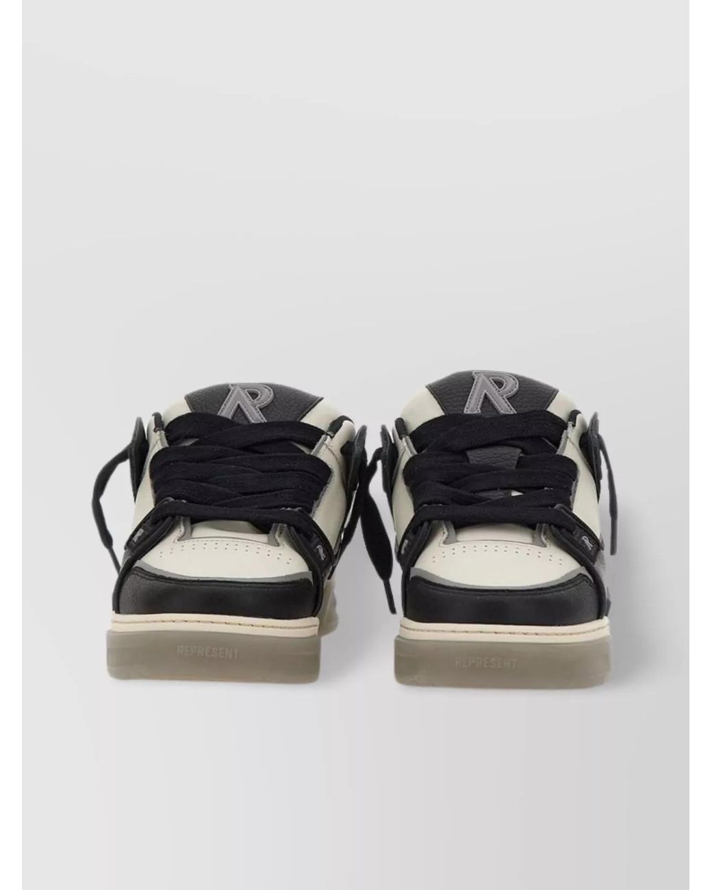 Represent Black Calf Leather Low-Top Sneakers for men