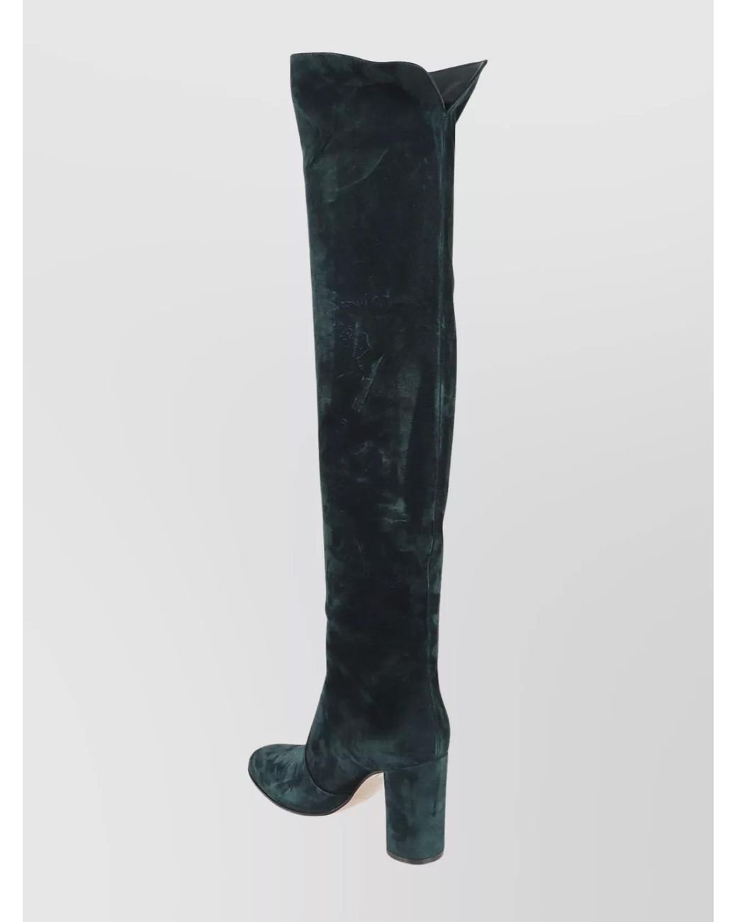 Gianvito Rossi Blue Suede Block Heel Over-The-Knee Boots